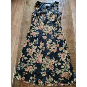 Vintage Sheri Martin Size 12 Floral Chiffon Lined Knee Length Dress Sleevless